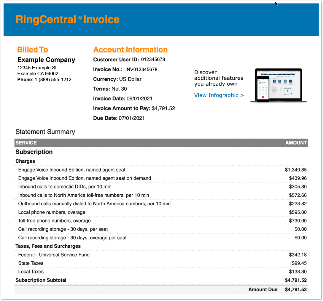 Understanding your billing usage report RingCentral Engage Voice