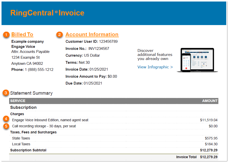 Understanding your invoice RingCentral Engage Voice