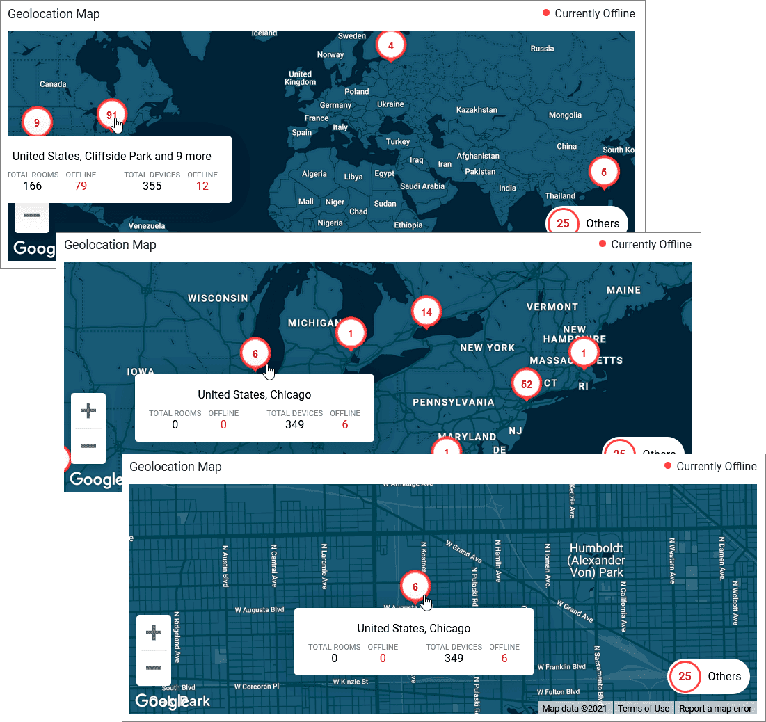 Rooms & Devices: Geolocation Map widget on the Overview dashboard ...
