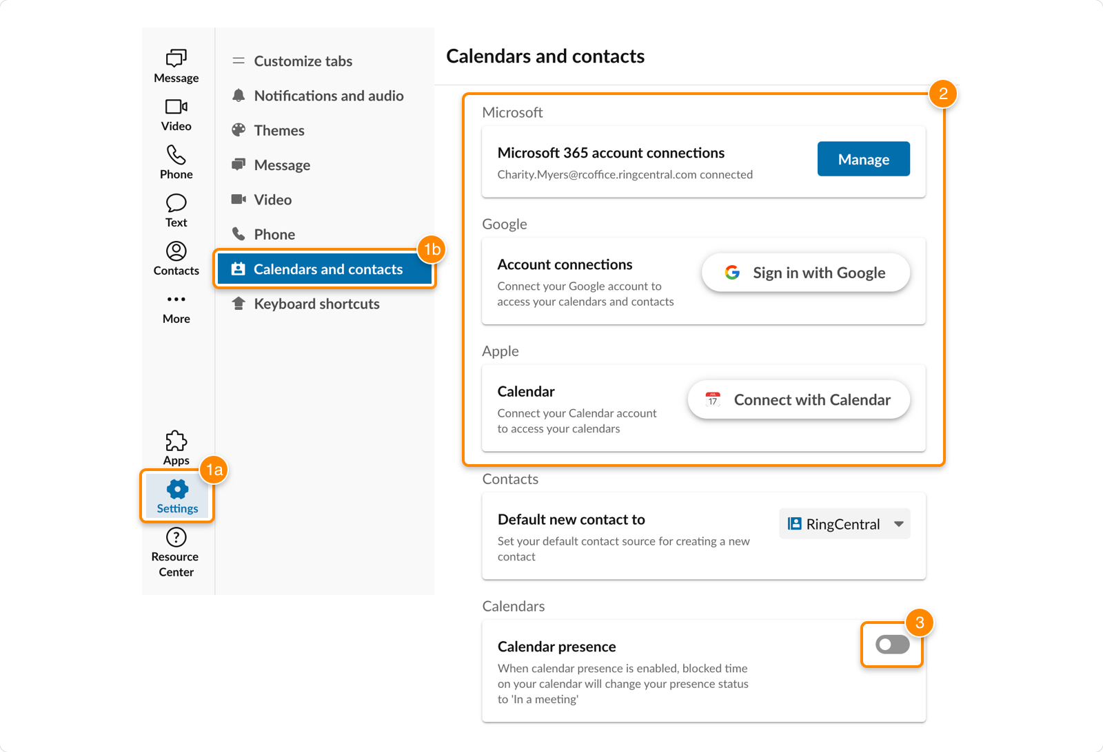 Setting your presence RingCentral MVP