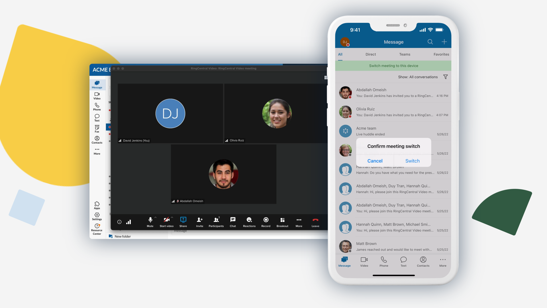 Switching a call or meeting between desktop and mobile in the RingCentral app RingCentral MVP