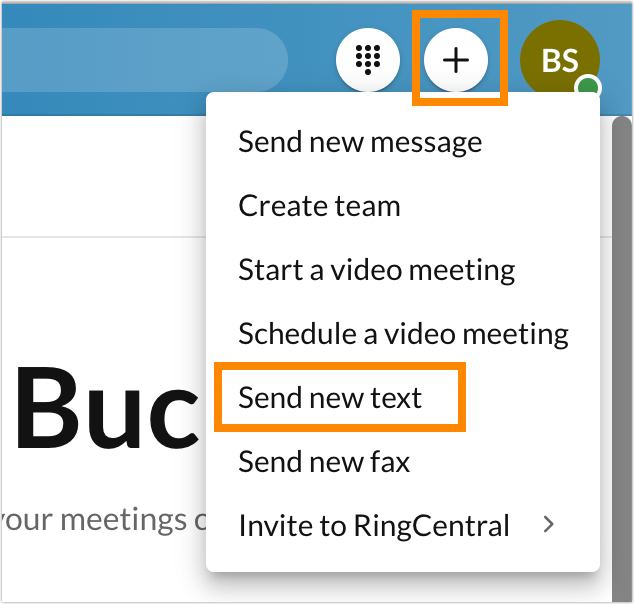 Sending a text message in the RingCentral app desktop and web