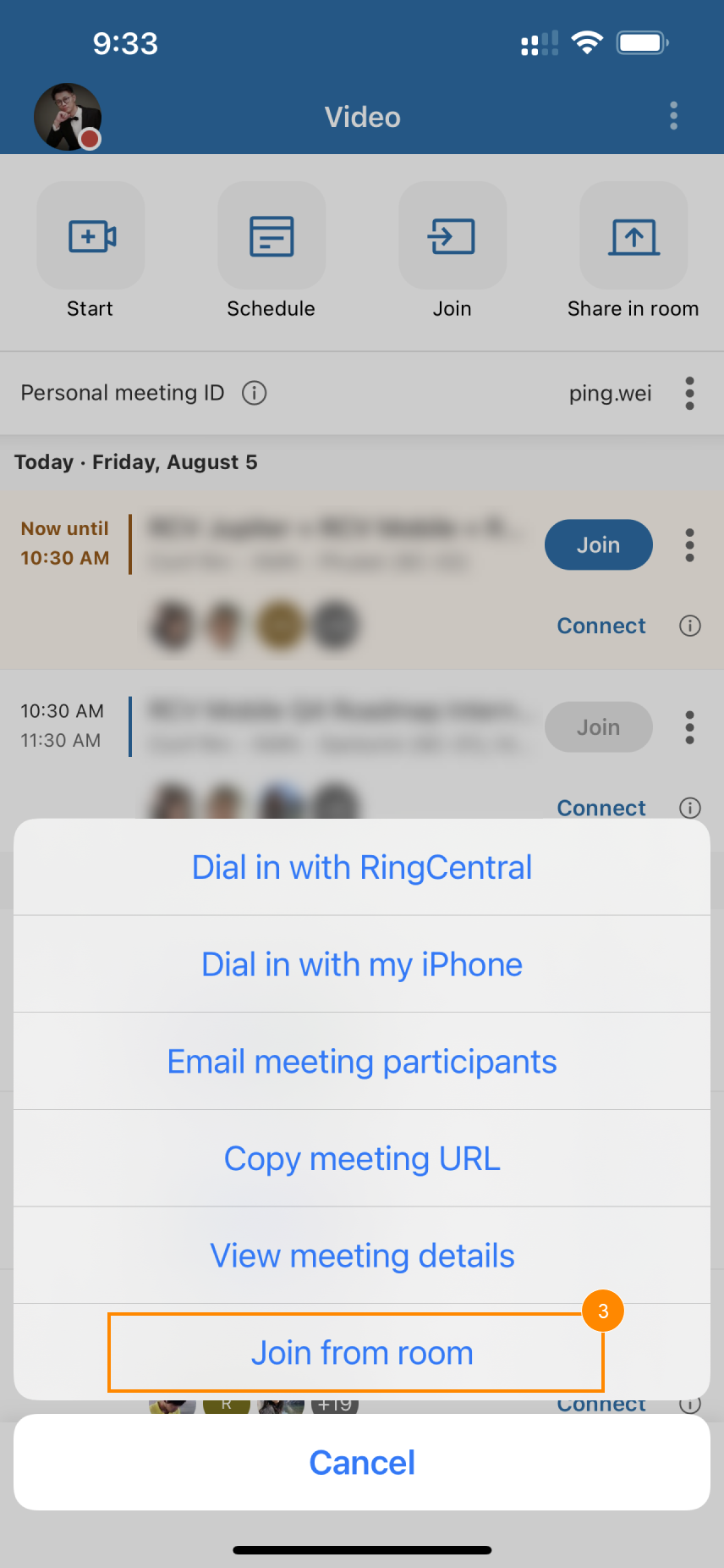 Joining a meeting in RingCentral Rooms RingCentral Rooms