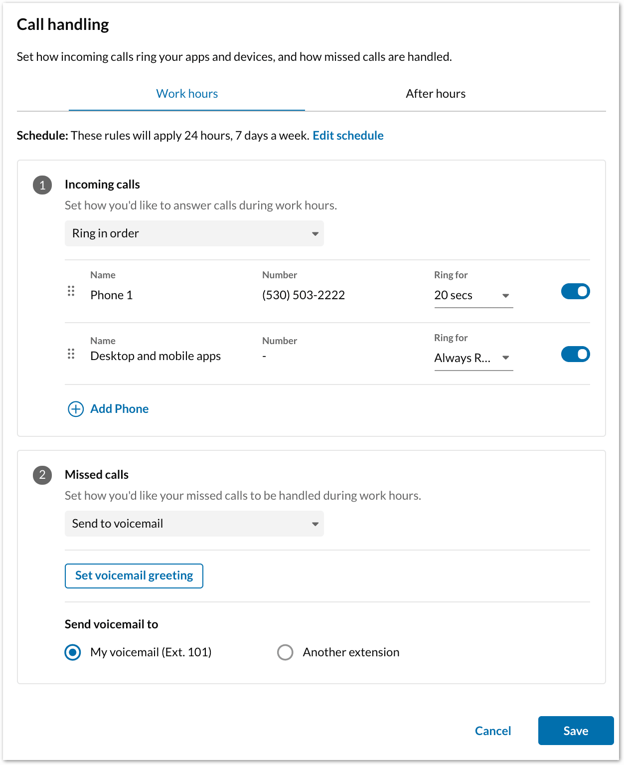 Setting up user call forwarding in the RingCentral app desktop and web
