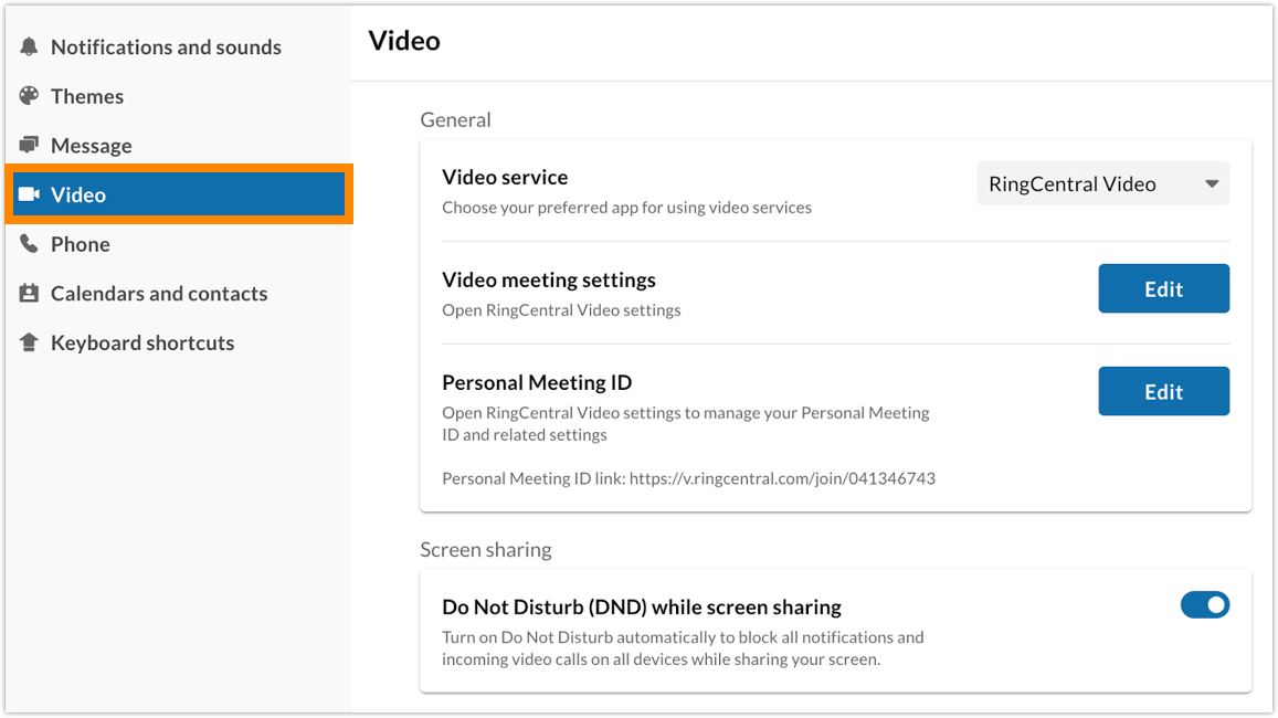 Enabling entry and exit tones in RingCentral Video on RingCentral app