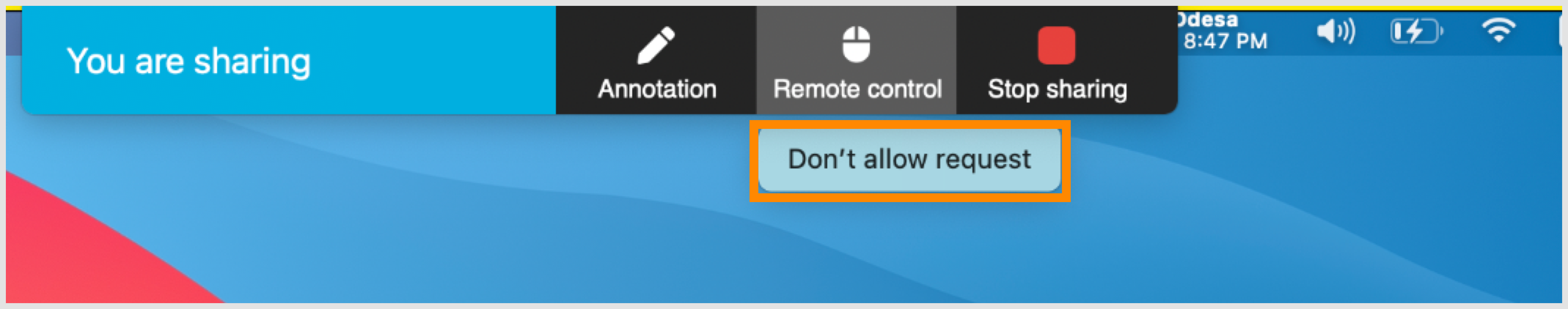 Requesting and approving remote desktop control RingCentral Video