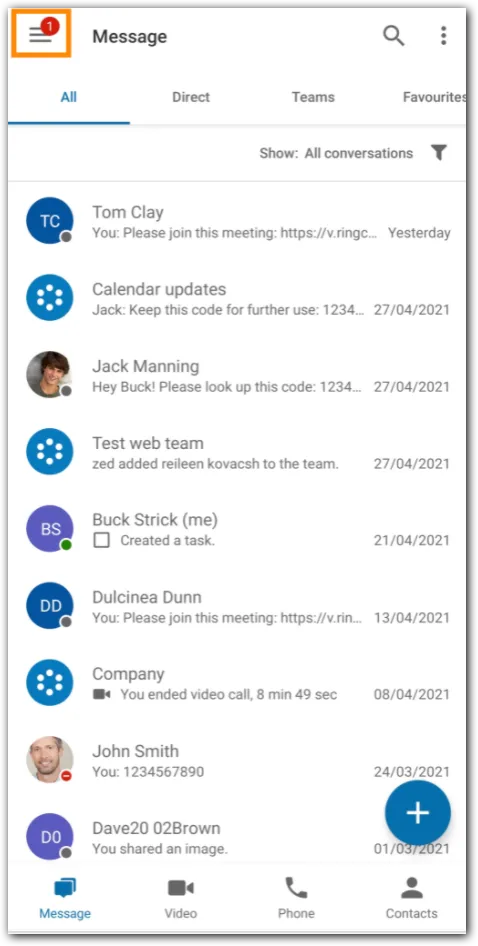 Appuyez sur le menu principal en haut à gauche