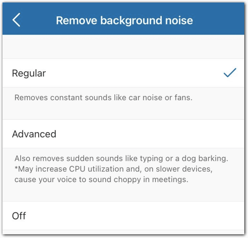 Reducing background noise during a meeting in RingCentral Video