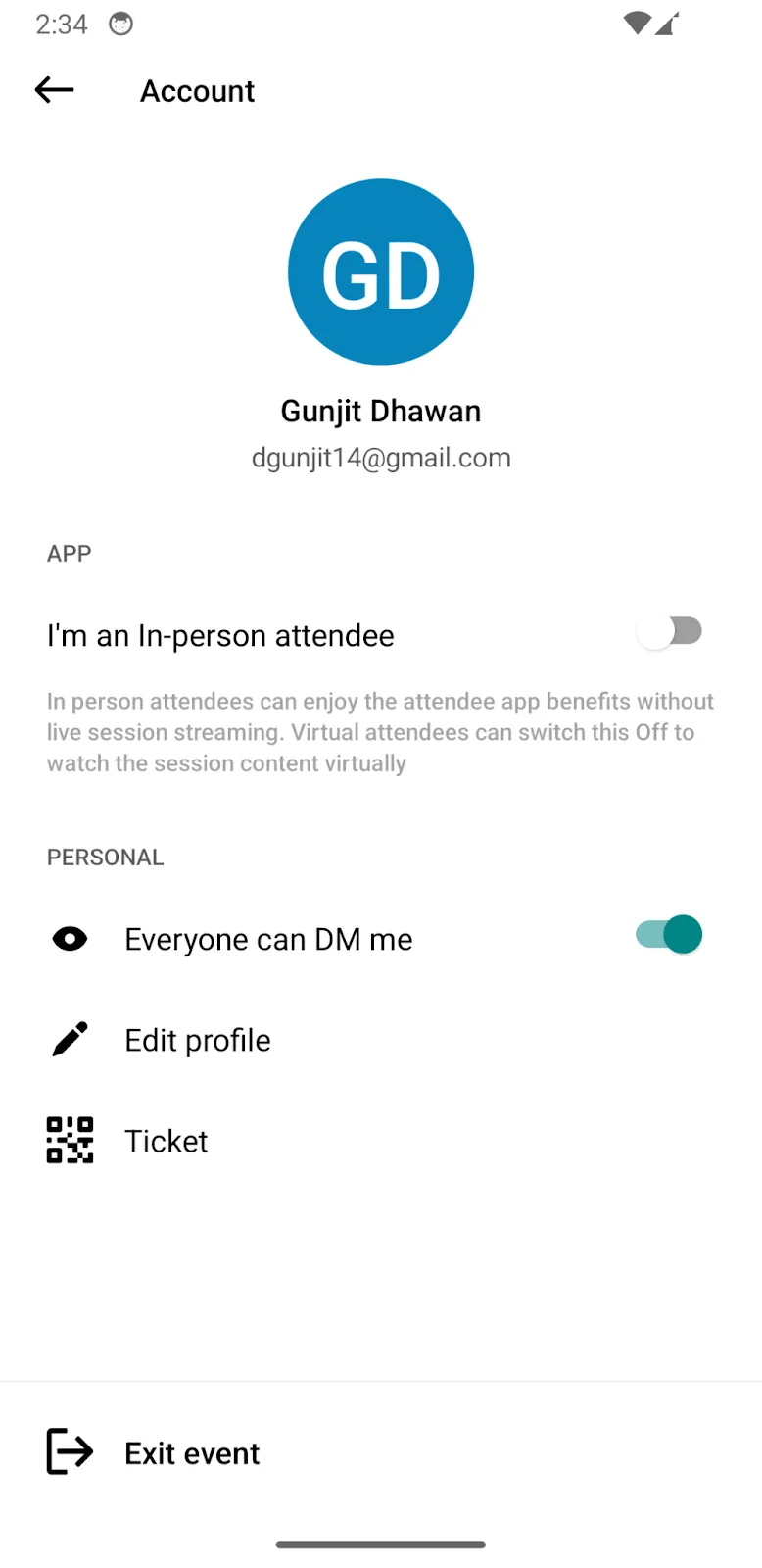 DM privacy settings on the Attendee App