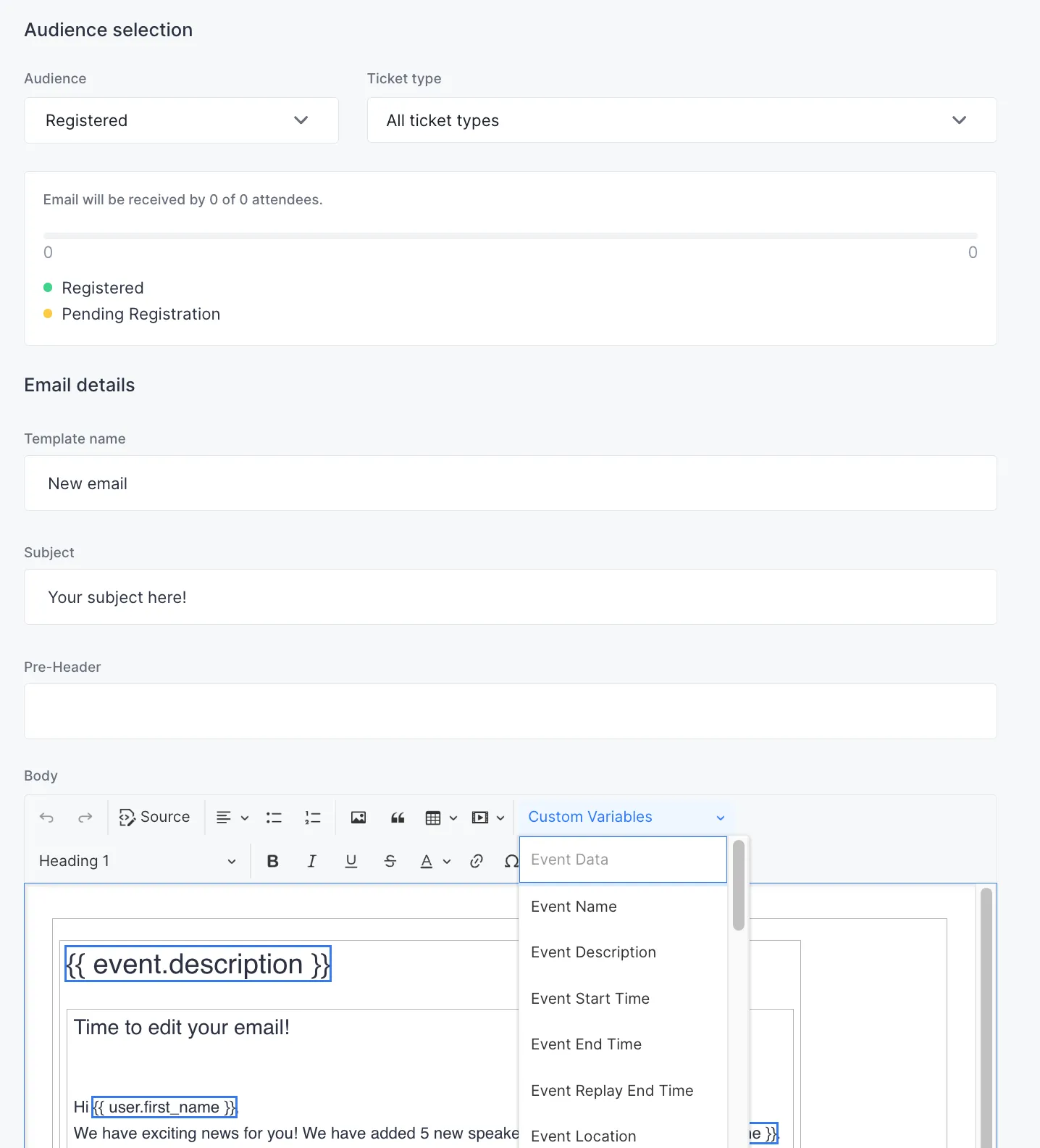 Improved UX for editing emails