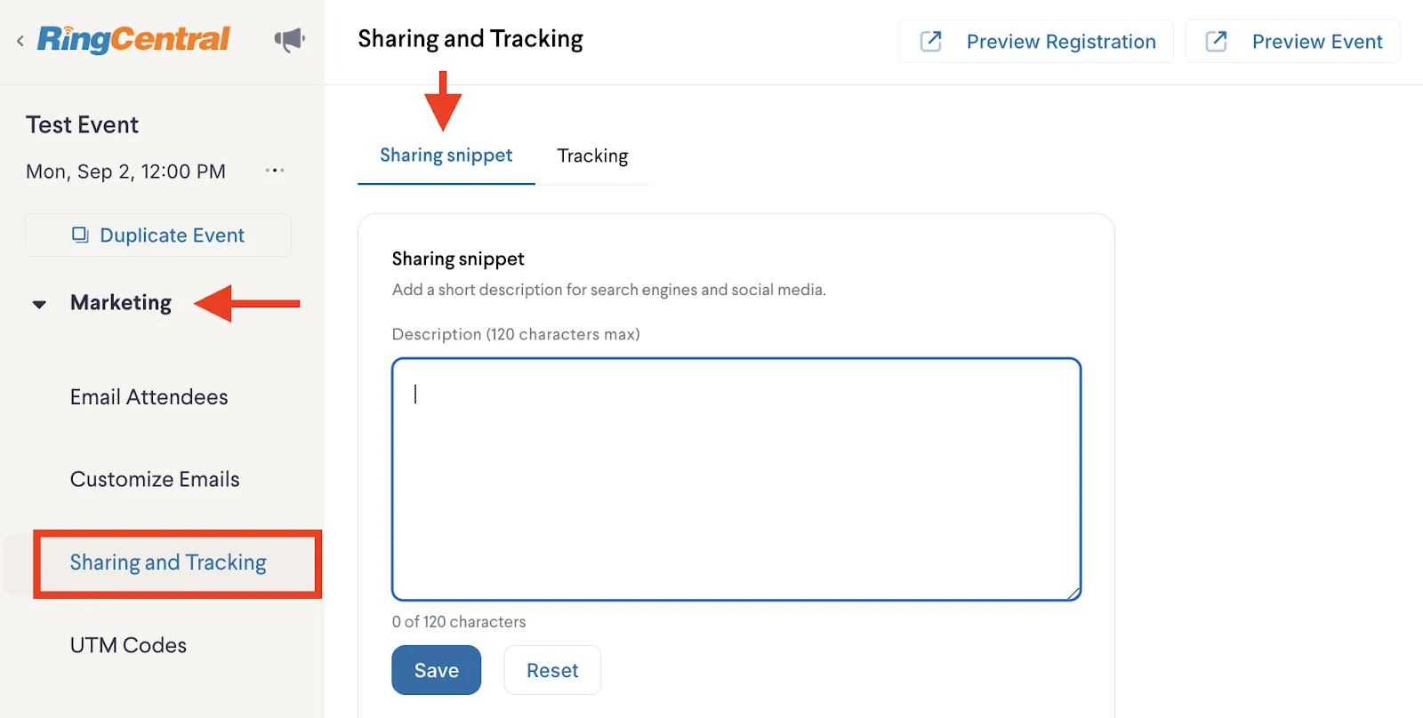 Newly designed Sharing & Tracking Tab