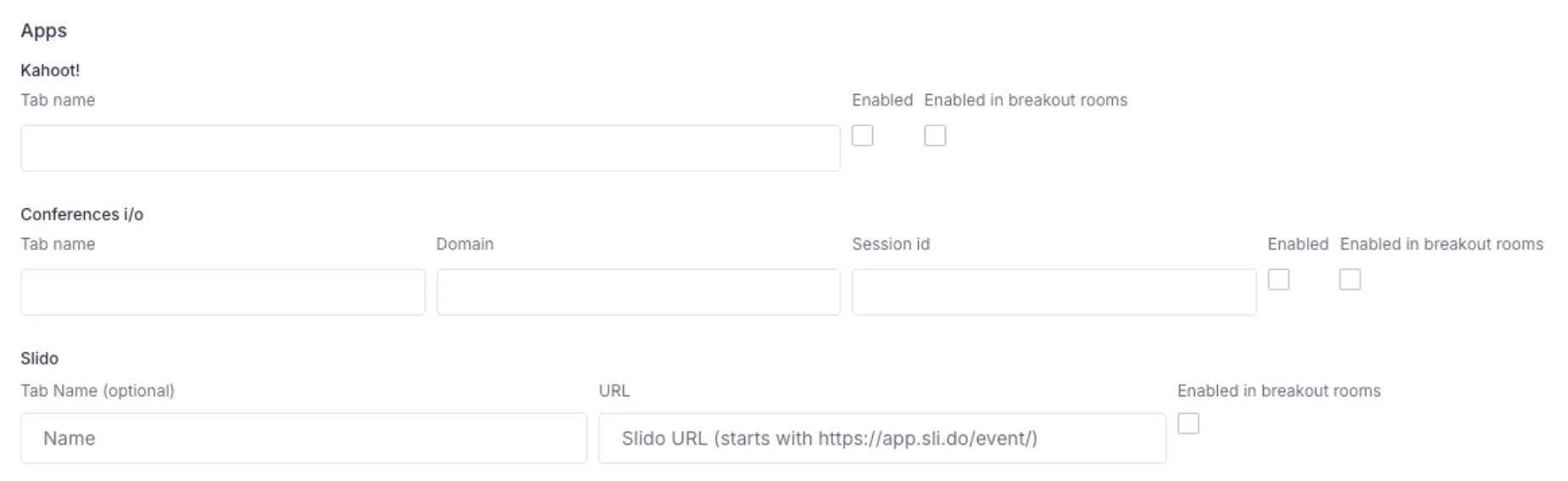 Event apps (in breakout rooms)