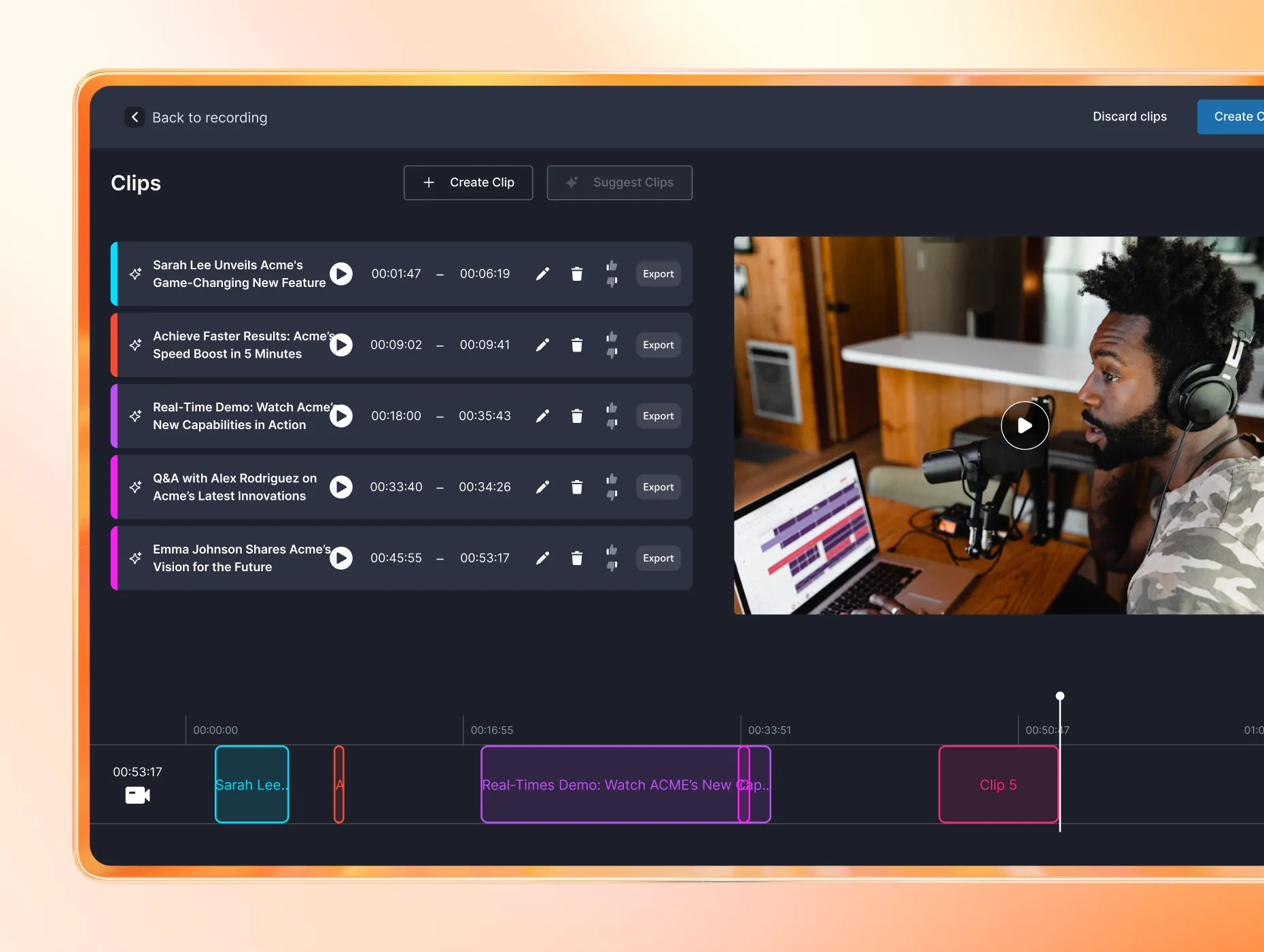 AI clips editor