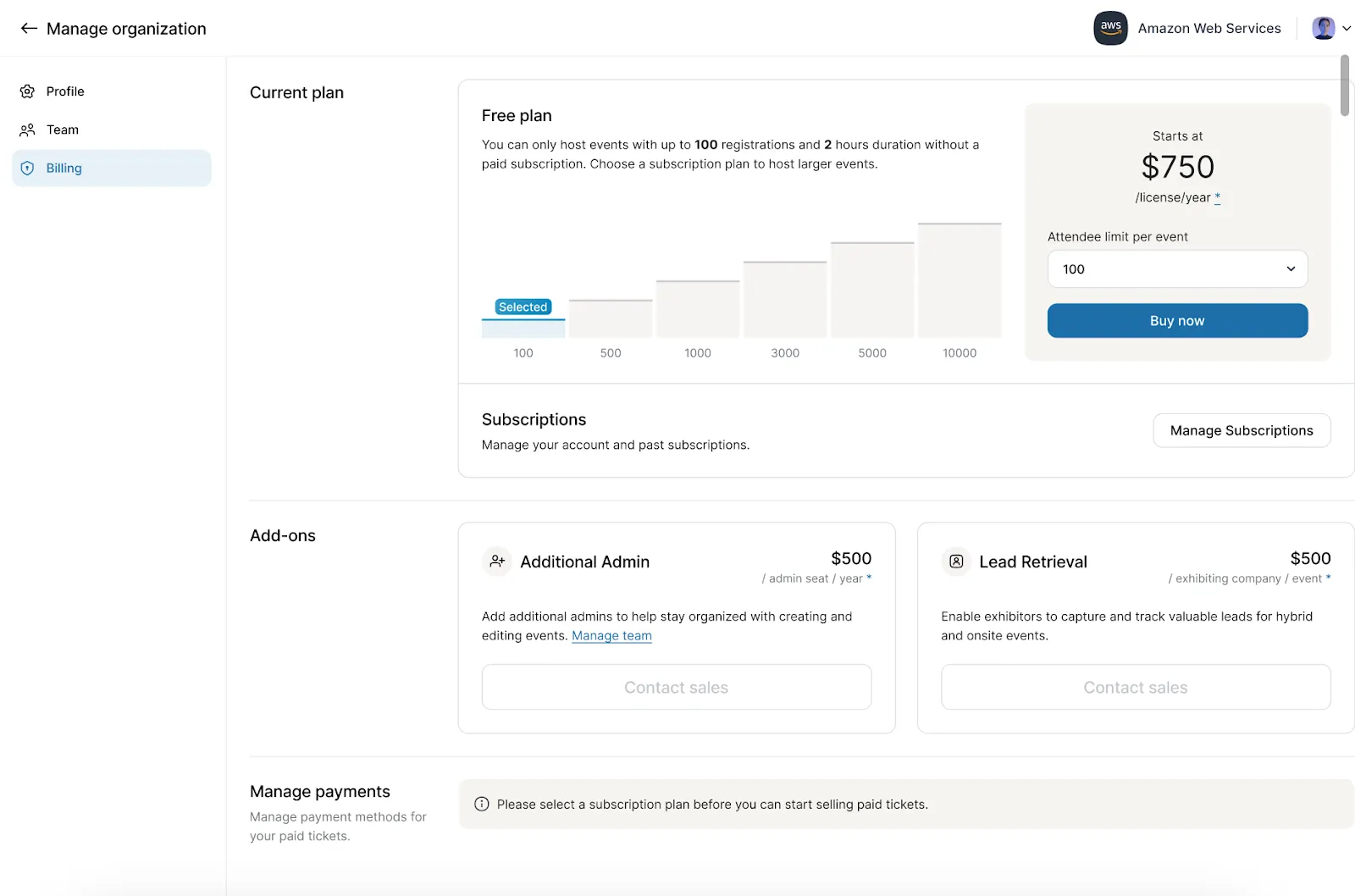 Ecommerce in billing page