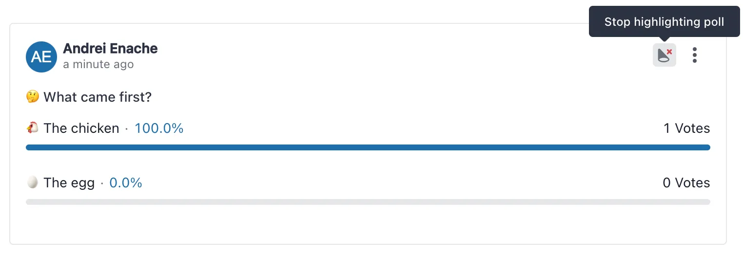 Highlight polls on screen