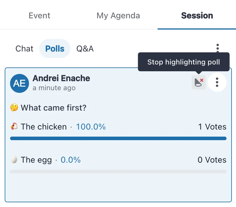 Highlight polls on screen