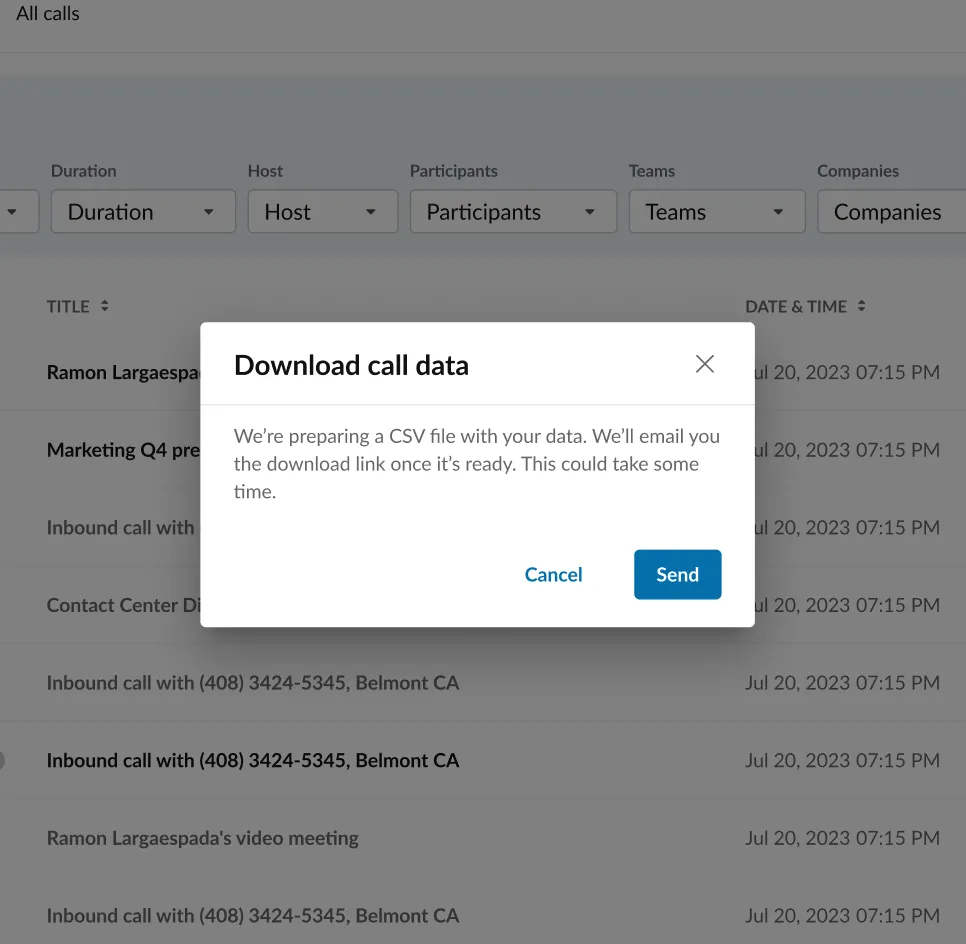 Call Data Export